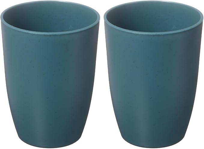 uxcell 2 Pcs Simple Toothbrush Cup, 3 x 3 x 4.1 Inch Bathroom Tumbler Reusable Plastic Cup Set for Storing Toothpaste Toothbrushes Combs Water Beverages, Dark Blue