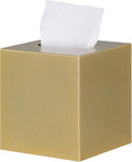 Metal Square Tissue Box lid, Modern Facial Tissue Holder for Bathroom Vanity Tops, Bedroom Dressers, Nightstands, Desks, Offices (Gold)