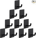 Bath Towel Hooks - 10 Pack Strong Self Adhesive Coat/Clothes Hooks, No Drilling Sticky Hooks, Heavy Duty 304 Stainless Steel Shower Wall Hook for Bathroom Kitchen Bedroom(Matte Black)