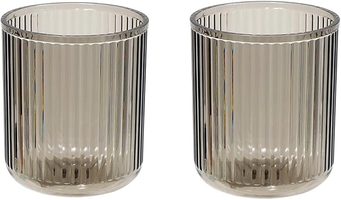 Bathroom Tumbler 2 Pieces ，Unbreakable Toothbrush Cup，Dishwasher Safe Drinking Cup (Gray & Gray)
