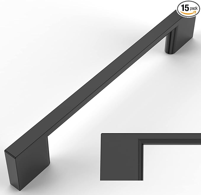 Amerdeco 15 Pack Matte Black Cabinet Pulls 5 Inch(128MM) Hole Centers Kitchen Cabinet Handles Cabinet Hardware Kitchen Handles for Cabinets Cupboard Handles Drawer Pulls ZH0060