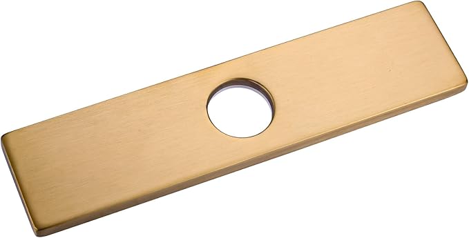 10" Sink Faucet Hole Cover Deck Plate for Bathroom & Kitchen Vanity Sink, Gold Escutcheon Plate Stainless Steel Outside Faucet Cover Cap Rectangle Mixer Tap