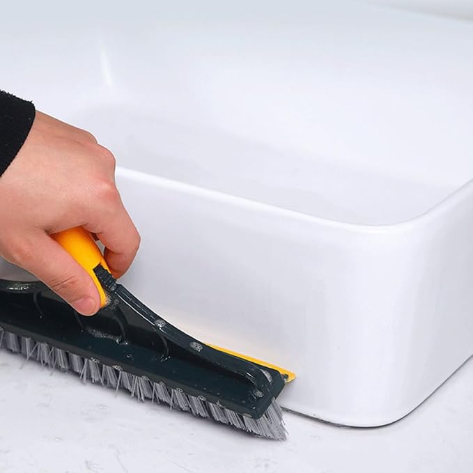 Long Handle Floor Use Scrub Brush with Stiff Bristles, Yellow Bathroom Cleaning Brush for Toilet, Tile, and Grout, Household Cleaning Tool for Bathroom and Kitchen Floors