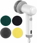 SagaSave Electric Spin Scrubber, Cordless Shower Scrubbers, 2 Speeds Electric Scrubber for Cleaning with 3 Replaceable Heads, Electric Cleaning Brush for Bathroom/Floor/Sink/Window, White