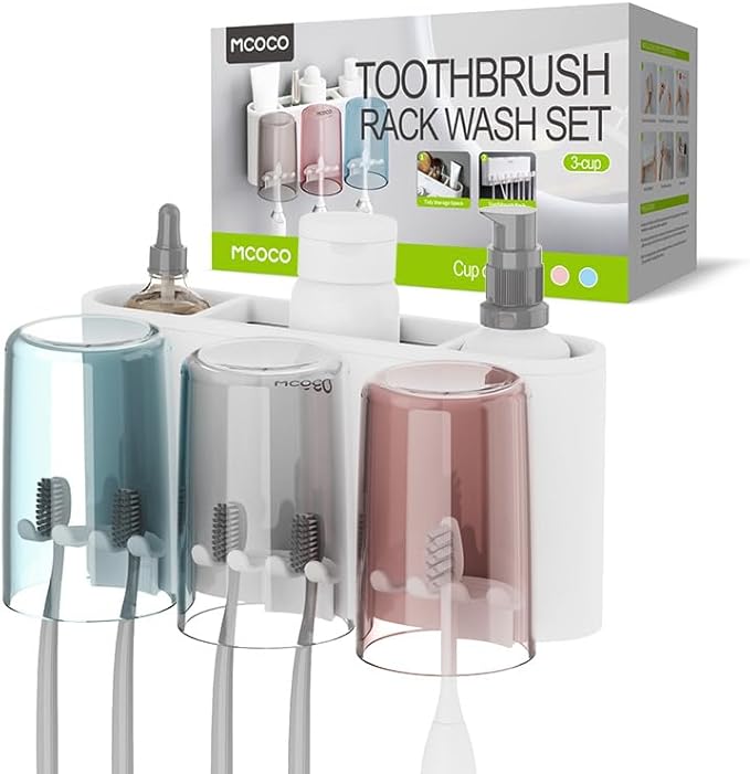 Toothbrush Holders for Bathrooms Wall Mounted Toothbrush Holder with 3 Large Storage Slot Tooth Brush Holder 3-Cup