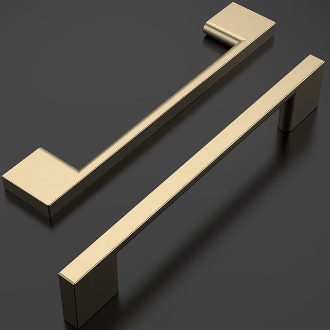 Amerdeco 30 Pack Brushed Brass Cabinet Pulls 5 Inch(128MM) Hole Centers Kitchen Cabinet Handles Cabinet Hardware Kitchen Handles for Cabinets Cupboard Handles Drawer Pulls ZH0060