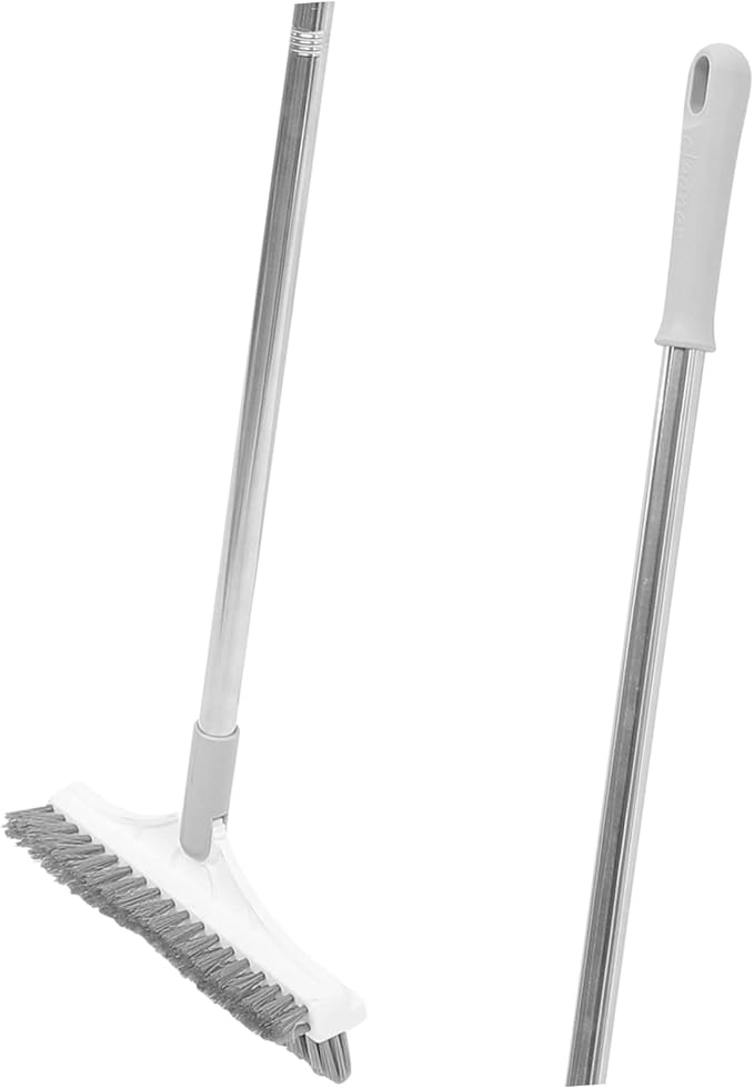 SECFOU Upgraded Dual-Sided Crevice Cleaning Brush for Shower Room and Bathroom Long Handle Scrubber for Grout Tiles and Corners and Practical Floor Brush for Easy Cleaning