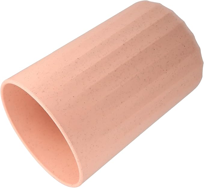 VOCOSTE 1Pc Bathroom Tumbler with Smooth Lines, Wheat Straw Cup, for Bathroom for Toothpaste Pink 4.09''x2.80''