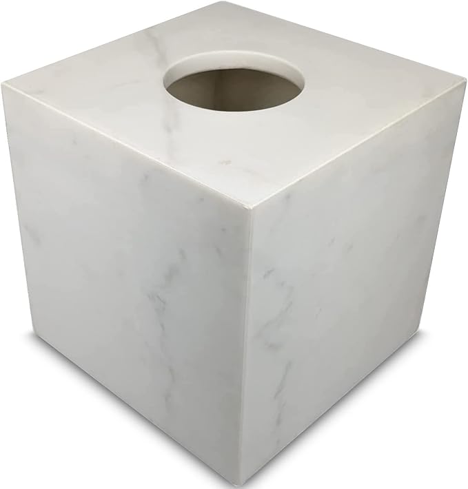 Natural Marble Tissue Box Cover, Exquisite Marble Square Tissue Box Holder, Elegant & Luxurious Decoration for Bathroom,Home & Office