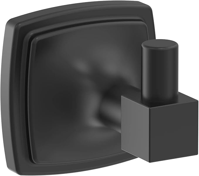 Amerock BH36090MB | Matte Black Single Robe Hook | 2-1/4 in. (57 mm) Length Towel Holder | Stature | Towel Hook for Bathroom | Bathroom Hardware | Bath Accessories
