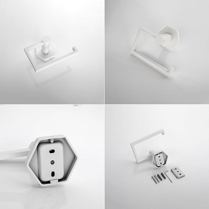 GERZWY Bath Toilet Paper Holder SUS 304 Stainless Steel Hotel Square Tissue Roll Holder Wall Mount, White Finish