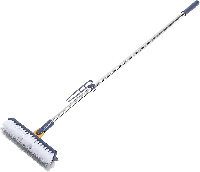 Fdit Long Handle Grout Scrubbing Brush 2 in Bathroom Floor Scrubbing Brush, Stiff Shower Floor for Garage Wall (Dark Blue)