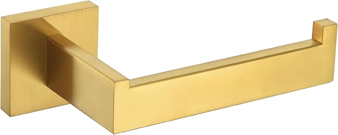 Toilet Paper Holder, Angle Simple SUS304 Stainless Steel Bathroom Tissue Holder, Open Arm Toilet Paper Roll Hanger Wall Mount, Brushed Dark Gold