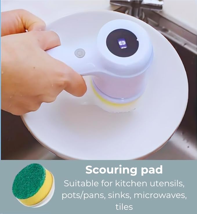 Generic Electric Spin Scrubber with 5 Replaceable Brush Head, Power Cordless Electric Cleaning Brush, Handheld USB-C Rechargeable Shower Scrubber for Cleaning Bathroom, Kitchen, Bathtub, Tile, Shower