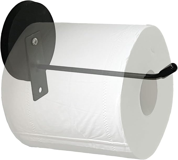 Magnetic Toilet Paper Roll Holder Tissue Roll Holder, Strong Magnet - for Refrigerator, Washer and Dryer Side, Boat, Van Camper,BBQ Grill - No Drilling or Nailing or glueing Needed (Black