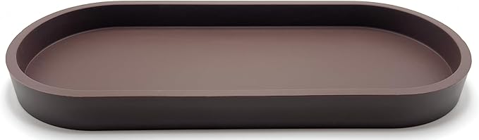 Happitasa Premium 12” x 5” Silicone Vanity Tray | Sink and Surface Organizer with Sturdy Non-Slip Base | Heat Safe, Dishwasher Safe (Dark Chocolate)