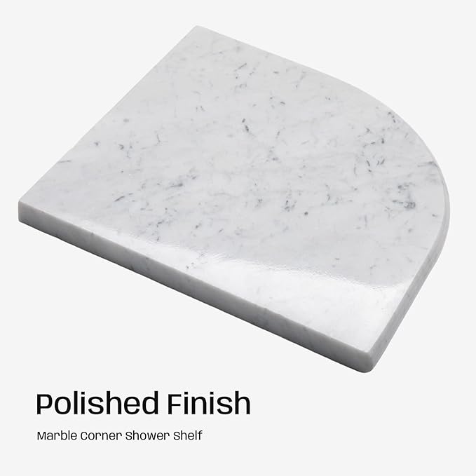 Marble Corner Shower Shelf, 9 Inch Big Carrara White Marble Corner Shelf for Bathroom Shower Decor, Wall Mounted, Polished, 1 Pcs