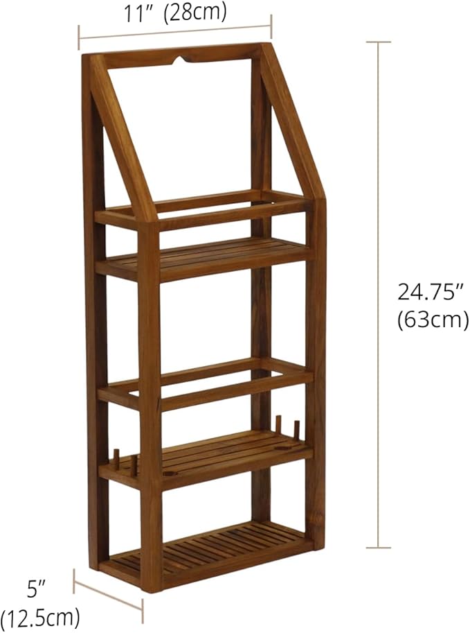 AquaTeak Moa Rectangular Teak Shower Organizer
