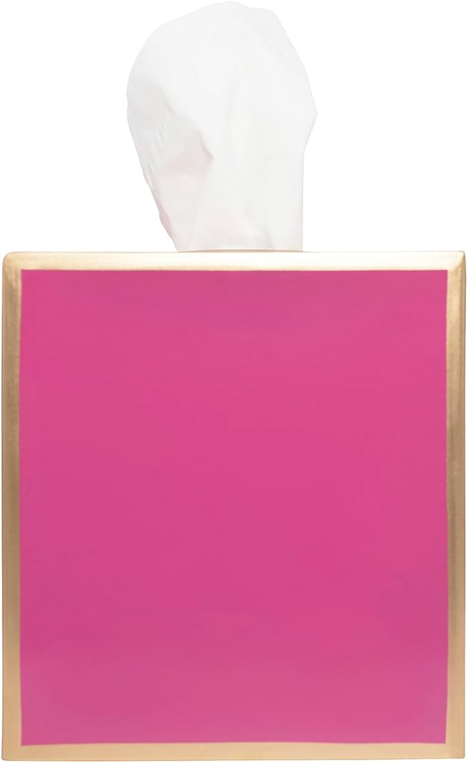 Jaye’s Studio Decorative Square Tissue Box Cover Pink Tissue Holder for Bathroom Bedroom & Home, Metal Tissue Box Holder, Pink Tissue Box Cover Cube, Facial Tissue Dispenser & Farmhouse Decor (6x6x5)