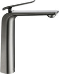 TOCALOCA Tall Bath Faucet for Vessel Sink, Gun Grey One Hole Single Handle Bathroom Faucets Brass, High Bathroom Vanity Faucet Single Lever Modern Basin Mixer Taps
