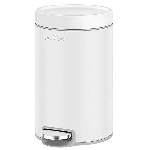mVm White Kitchen Trash Can, 5.3 Gal Kitchen Garbage Can for Kitchen Bathroom Home Office (White)