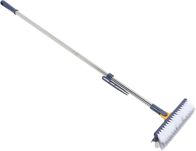 2 in 1 Floor Brush Scrubber, 180 Degree Rotating Long Handle Grout Brush Stiff Bristle Tile Brush for Cleanse Bathroom Kitchen (Dark Blue)