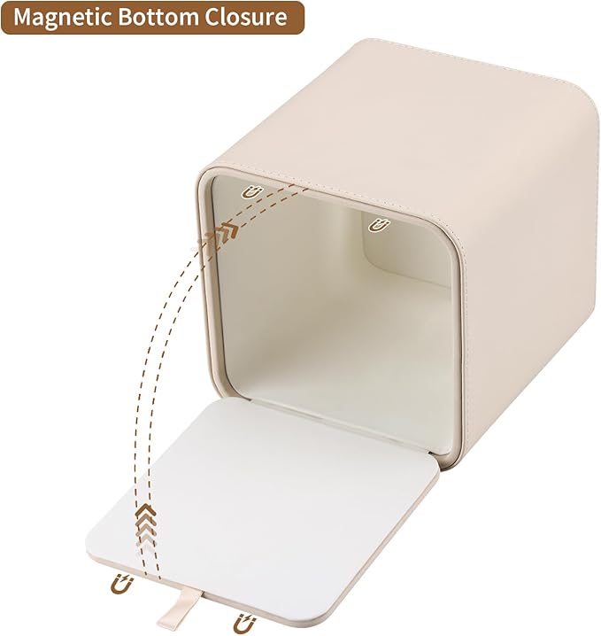 GORESE Leather Tissue Box Cover Square Kleenexs Box Cover, Cute Tissue Box Holder for Cube Box Tissues, Tissue Cover for Bedroom, Living Room, Bathroom, Beige