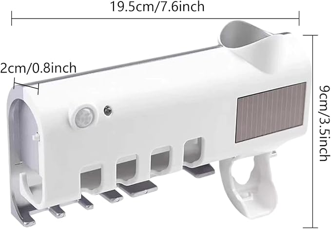 UV Light Sterilizer Toothbrush Holder Cleaner & Automatic Toothpaste Dispenser