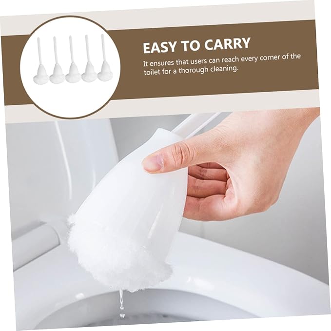Yardwe 5pcs Soft Brush for Bathroom Bowl Brush and Holder Bathroom Brush Electric Bowl Swab Bathroom Brush Nylon Fiber Grip White Long Handle