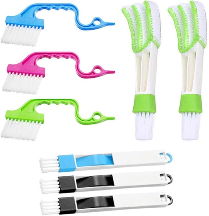 FRCOLOR Window Groove Cleaning Brush Set 8pcs, Multi-Functional Scrubber Brushes for Window Tracks and Gaps, Wet and Dry Use Cleaning Tools for Household Dust and Dirt Removal