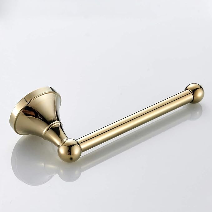 Flybath Toilet Paper Holder Without Cover Brass Bathroom Paper Tissue Roll Wall Mounted, 20 cm / 7.87 inches, Polished Gold