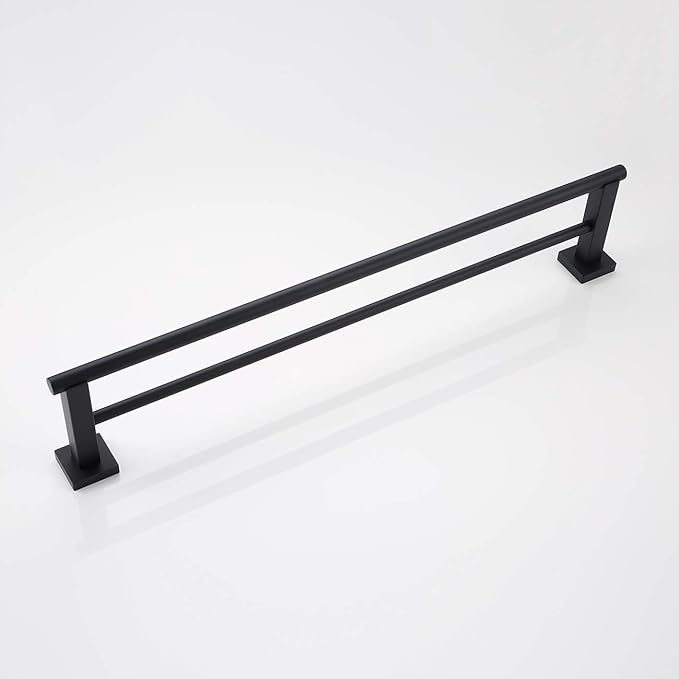 Miyili Matte Black Double Bath Towel Bar 30-Inch SUS 304 Stainless Steel Towel Holder Rack for Bathroom, A02B75B