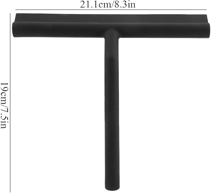 Window Shower Squeegee Scraper Scrubber Rubber Blade with Holder for Mirror Bathroom Kitchen Car Doors Glass Black