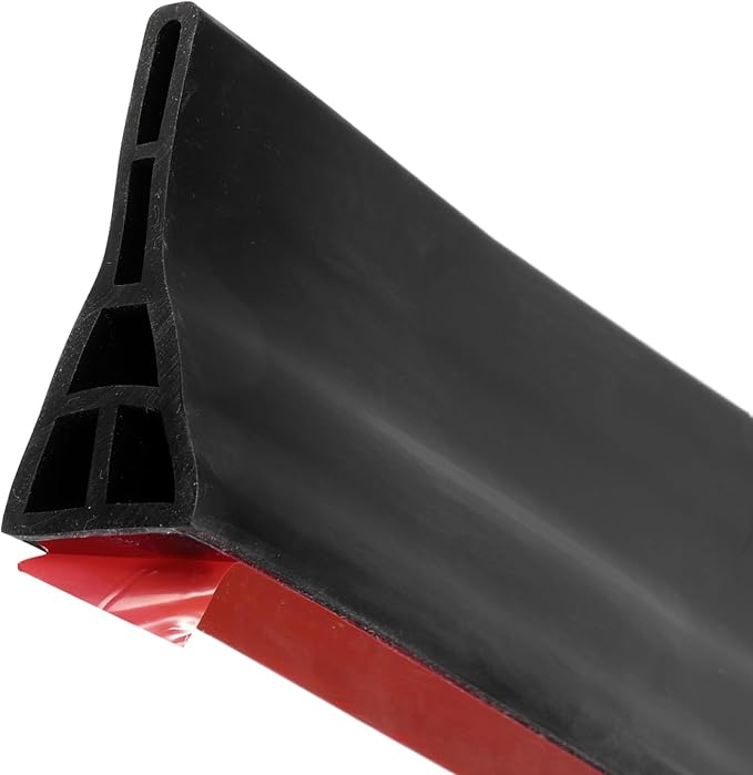 uxcell 67" Collapsible Shower Barrier Stopper 3.5" High Self-Adhesive Shower Water Splash Guard Blocker for Bathroom Kitchen Wet and Dry Separation, Black (Hollow, Triangle)