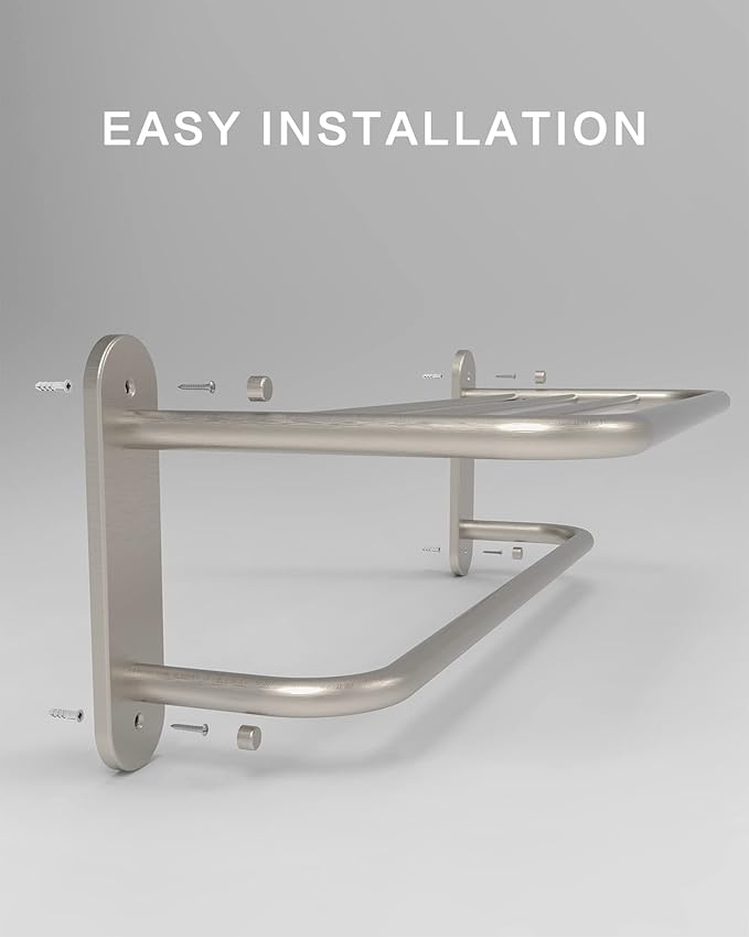 18 Inch Bathroom Towel Rack Towel Bar Towel Shelf Brushed Nickel Stainless Steel and Zinc Alloy Wall Mount 1pc for House Lavatory and Hotel