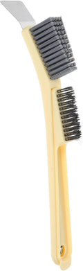 GALPADA Steel Wire Brush Set for Kitchen and Bathroom Cleaning Small Handheld Grout Brush with Scraper for Deep Cleaning Stove Tiles and Crevices