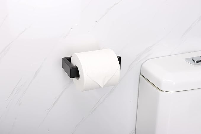 TocTen Toilet Paper Holder-Bathroom Tissue Holder Fit Big Roll Paper, Toilet Paper Roll Holder Wall Mounted Made of Thicken 304 Stainless Steel, Suitable for Bathroom, Kitchen, Office (5.9 in, Black)