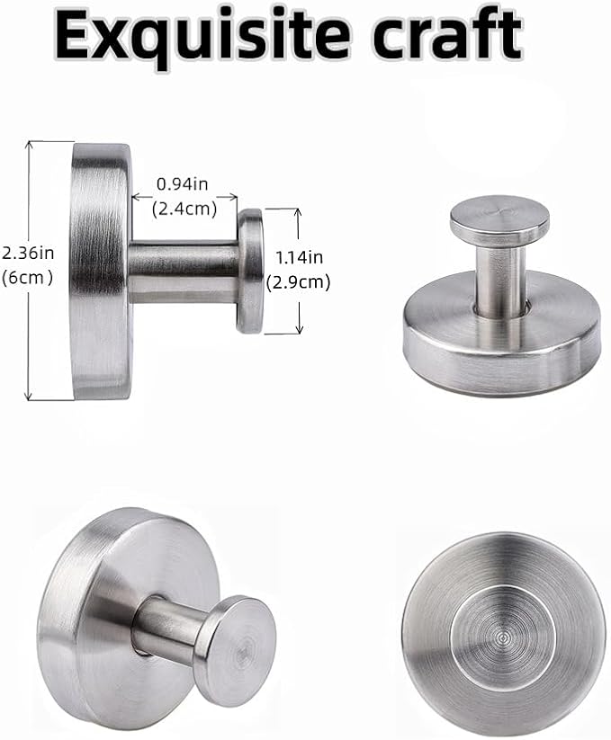 YEYSXSY Luxe Hold No Drill Hooks Stainless Steel Waterproof Suction Cup Hooks Towel Bath Robe Hooks for Bathrooms Silver 4 PCS