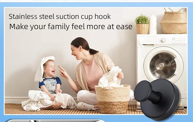 YEYSXSY Luxe Hold No Drill Hooks Stainless Steel Waterproof Suction Cup Hooks Towel Bath Robe Hooks for Bathrooms Black 4 PCS