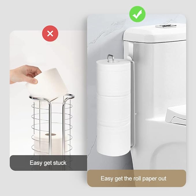 Bathroom Toilet Paper Roll Holder for 3 Roll Tissue, Brushed Nickel,Over The Tank Toilet Paper Holder,Self Adhesive Toilet Paper Holder Storage Wall Mount,Stainless Steel Toliet Paper Holder（1 Pcs）