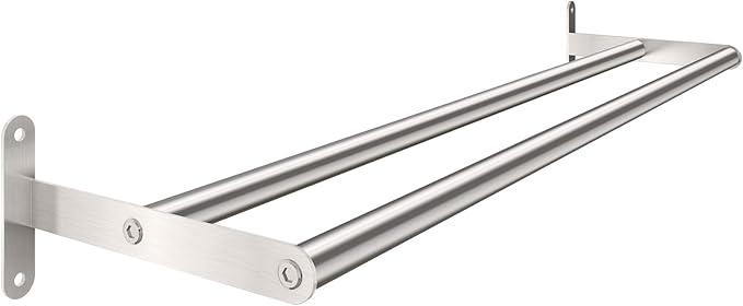 Double Towel Bar, MKO 24Inch Towel Racks for Bathroom, Stainless Steel Towel Rods for Bathroom Wall, Brushed Nickel