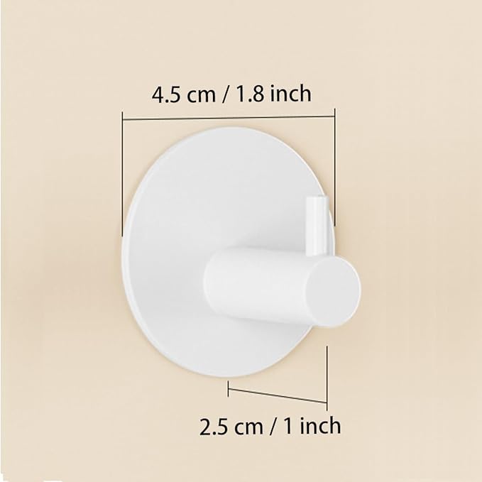 Miliocry 6 Packs Bathroom Towel Hooks, Adhesive Hooks Heavy Duty Wall Hook, Waterproof Stainless Steel Towel Hanger Robe Hat Coat Holder, Wall Mount Hooks for Bathroom,Bedroom,Kitchen (White-Round)