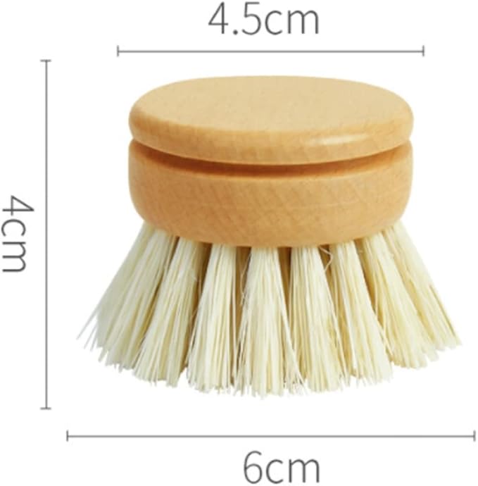 Brush Eco-Friendly Dish Brush Replacement Heads - 5 Pieces Natural Sisal Hemp and Beech Wood Scrubbing Brushes