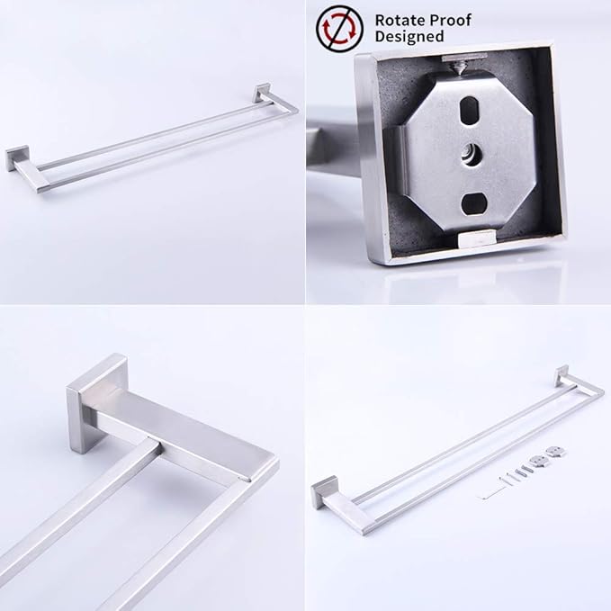 GERZWY SUS 304 Stainless Steel 30-Inch Bath Towel Bar Modern Style Bathroom Double Towel Bar Wall Mount Brushed Finish JG1902C75-LS