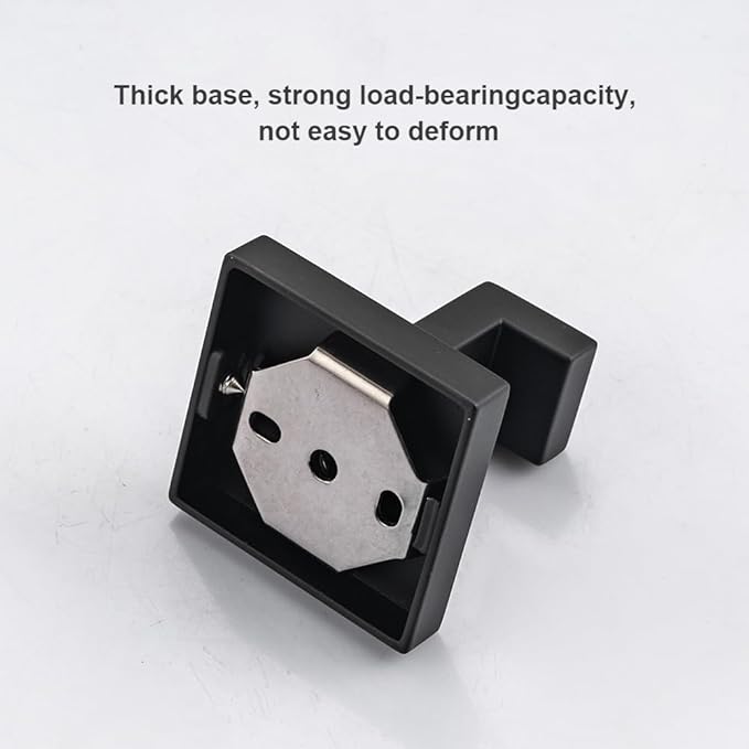 Matte Black Towel Hooks 2 Pack, SUS304 Stainless Steel Bathroom Robe Hook, Heavy Duty Modern Square Coat Holder, Rustproof, Anti-Rotation Wall Mount for Hand Towels & Bath