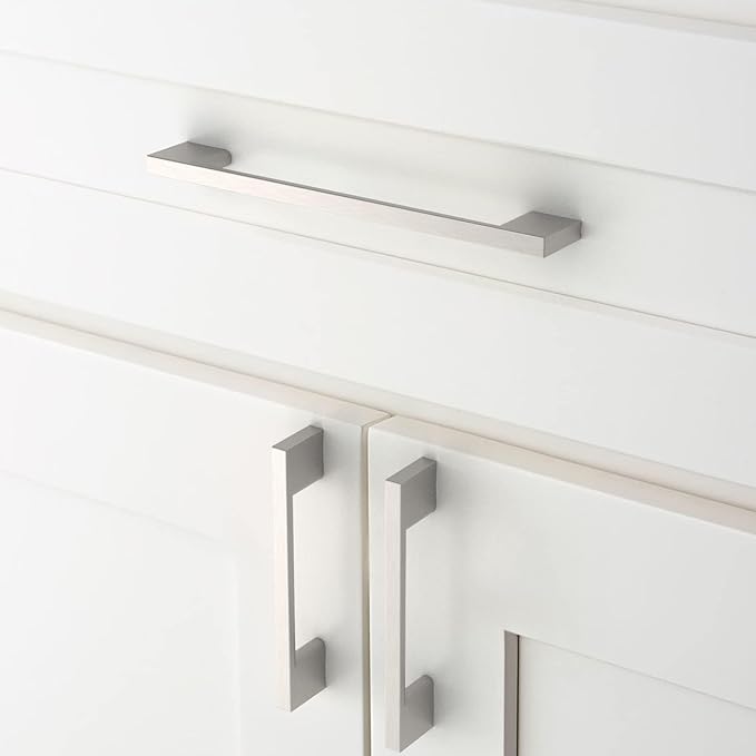 Amerdeco 15 Pack Brushed Satin Nickel Cabinet Pulls 6.25 Inch(160MM) Hole Centers Kitchen Cabinet Handles Cabinet Hardware Kitchen Handles for Cabinets Cupboard Handles Drawer Pulls ZH0060