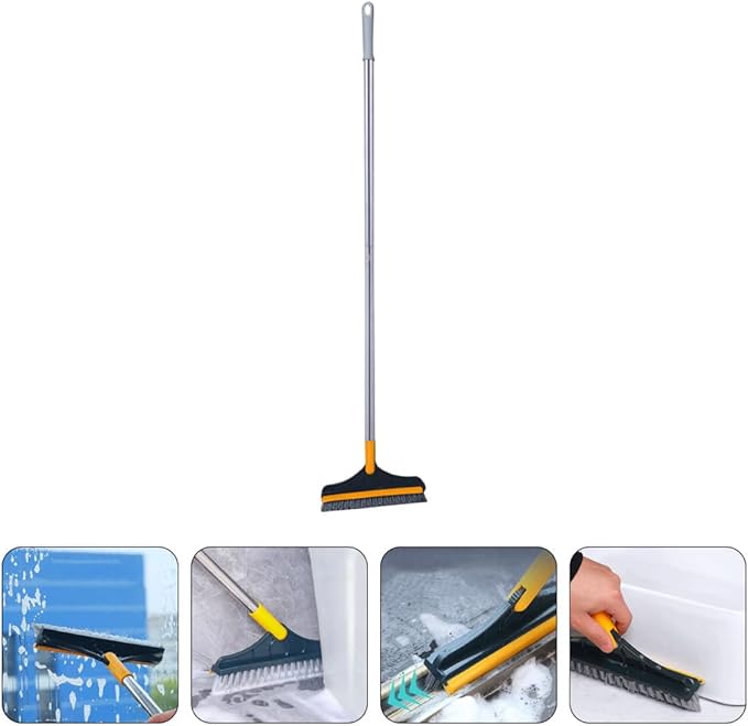 GALPADA Toilet Tile Cleaning Brush with Long Handle, Stiff Bristle Grout Scrub Brush for Bathroom Floor, Household Deep Cleaning Tool for Shower, Tub, and Toilet Corners