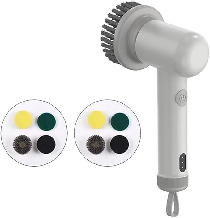 Wireless Electric Cleaning Brush Housework Kitchen Dishwashing Brush Bathtub Tile Professional Cleaning Brush Labor Saving (Size : Grey Sets)