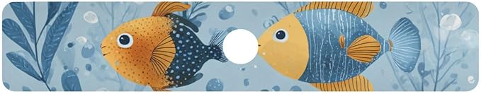 Blue Tropical Fish Bubbles Kitchen Sink Splash Guard Faucet Mat Diatomite Absorbent Pad for Bathroom RV 30x5.4in 1PCS water