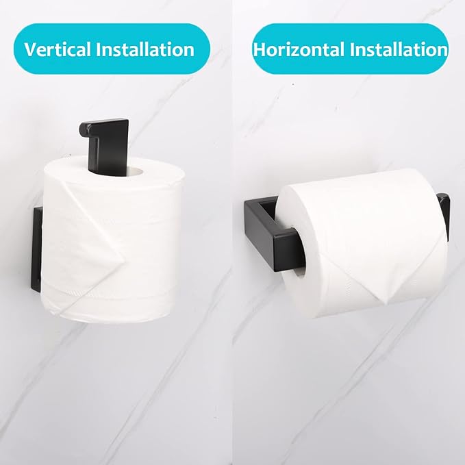 TocTen Toilet Paper Holder-Bathroom Tissue Holder Fit Big Roll Paper, Toilet Paper Roll Holder Wall Mounted Made of Thicken 304 Stainless Steel, Suitable for Bathroom, Kitchen, Office (5.9 in, Black)